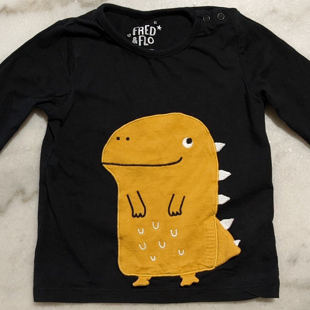 Fred & Flo Dinosaur Long sleeve t-shirt - size 18-24M